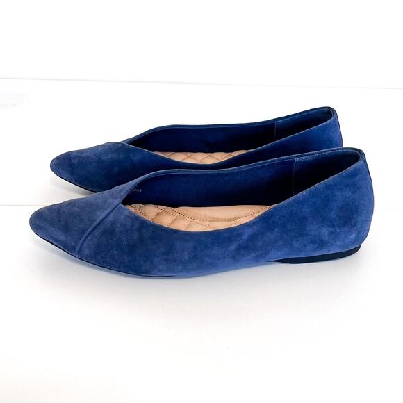 Birdies Suede Womens Ballet Flats Shoes Size 6 Blue Pointed Toe Slip On Leather - Picture 4 of 10